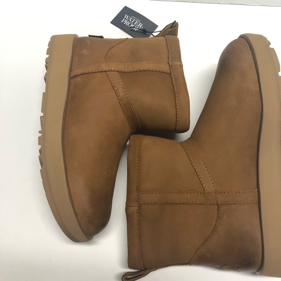UGG Women's Classic Mini Waterproof Leather Boots - Picture 2 of 4